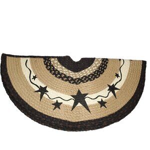 Primitive Black Star Tree Skirt Woven Jute Rug Susan Burd Farmhouse Cabin 30"